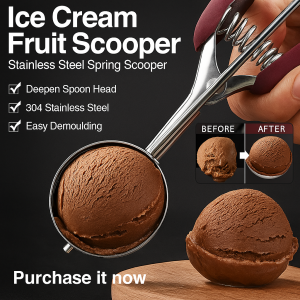 Ice Cream Baller 180° Rotation Stainless Steel Ice Cream Scoop Ball Digging Tool Scraper Easy To Clean Quick And Efficient