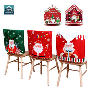 Christmas Chair Cover Santa Claus Snowman Deer Tree Printed Chair Cover Creative Christmas Dining Decorations