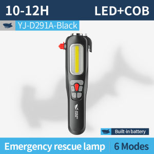 Smiling shark YJD291 LED Flashlight 6Mode Multi Function Emergency Light USB Rechargeable Work Light Outdoors Waterproof Red Blue Light Warning Light Work Camp Light
