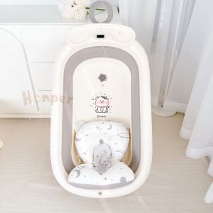 Chậu tắm gấp gọn chậu tắm có nhiệt kế kèm phao Honper
