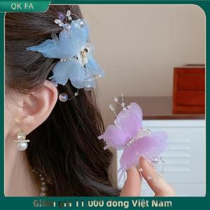 QK FA ✨ Vải tuyn bướm Clip tóc cho phụ nữ cô gái đầy màu sắc kẹp tóc bên Clip ngọt ngào dễ thương bướm barrette Phụ kiện tóc
