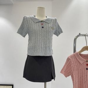 BL20956 Color Sprinkles Braid Knit Polo Top