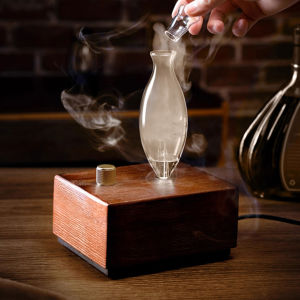 Vintage Light Solid Wood Aromatherapy Diffuser Waterless Essential Oil Cold Fragrance Nebulizer for Living Room Bedroom Hotel
