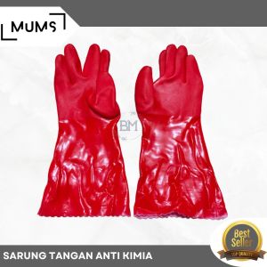 BMS - Sarung Tangan PVC Merah Kimia 14 Red PVC Gloves Chemical Karet 30 CM