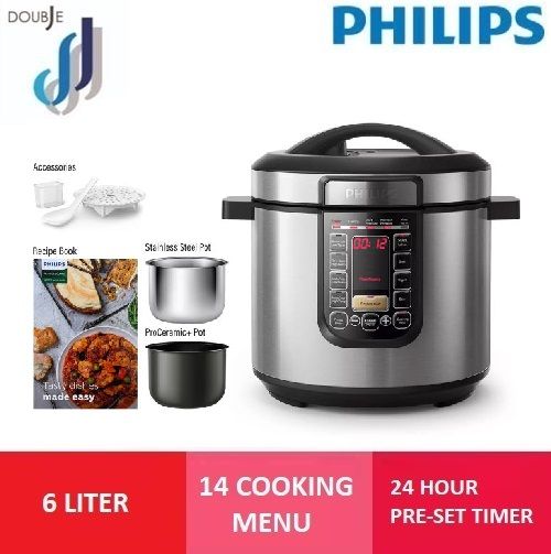 Philips 6.0L Electric Pressure Cooker [2 Pot + 1 Recipe book] HD2237/73 ...