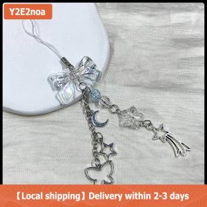 【Local shipping】 1PC Cute Butterfly Bead Handmade Sweet Girl Keychain For IP 11 Camera Kawaii Y2K Love Five Pointed Star Phone Charms Pendant