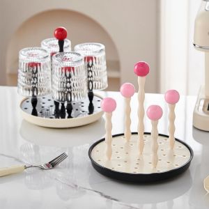 VGLPOP Plastic Rotating Drying Rack Detachable Creative Bottle Cleaning Dryer Multifunctional Center Handle Cup Support Frame Cup Accessories