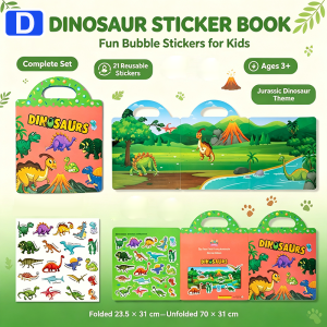 Reusable Jelly Sticker Book for Kids DIY Quiet Book 6 Themes Animal Dinosaur Space Ocean Re‑stickable Bubble Stickers Early Educational Toy