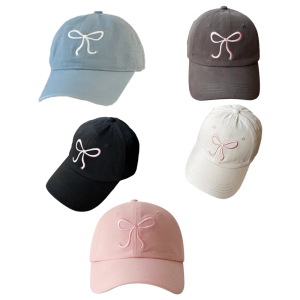 Breathable Adjustable Girl Cap With Fashionable Bowknot Detail Soft Cotton Construction Easy To Clean For Everyday Wear