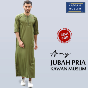 Jubah Gamis Pria Resleting Kawan Muslim Lengan Pendek Bahan Katun Toyobo Premium
