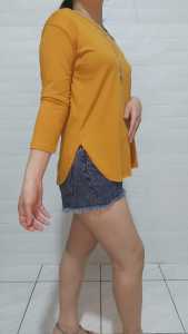 atasan kaos v neck lengan 7/8 | kaos wanita lengan 7/8 | t shirt | kaos tangan panjang wanita