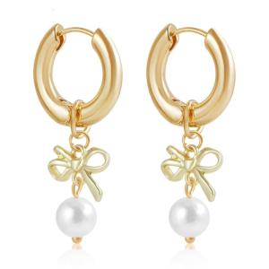 Thời trang khuyên tai tròn ngọc trai và Bowknot/Hoa Mặt dây đeo tai cho phong cách trang phục buổi tối thanh lịch tai Phụ kiện