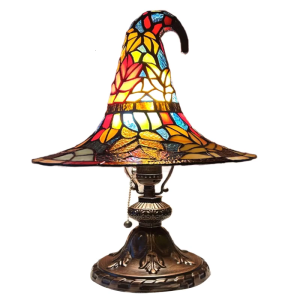 Handcrafted Witches Hat Table Lamp Halloween Gothic Decors Warm Yellow Lights Resin Crafted Retro Style