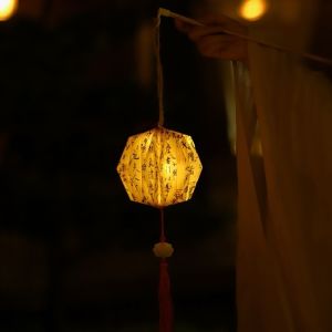Minoa mid autumn festival lantern 中秋节灯笼diy Chinese DIY Lantern Ornament Traditional Portable Calligraphy Lotus Lantern Cartoon Reusable Ancient Poetry Paper Lantern Mid-Autumn Festival