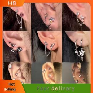 HB 1PC 1Set Cute Puppy Paw Zircon Butterfly Ear Bone Nail Studs New Fashion Luxury-Style Ear Jewelry For Women Y2K Earrings Gift