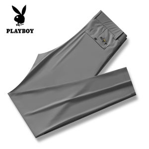 PLAYBOY Fashion Ice Silk Pants Casual Pants Summer Quick Dried Breathable Live Broadcast Ice Silk Shorts Sports Outdoor Youth Middle aged Pants Straight Tube Strap