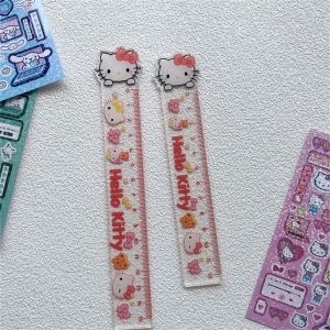 TSEVD Cartoon Office Supplies My Melody Hello KT Kulomi Cinnamoroll Ruler Acrylic Ruler Measuring Ruler Straight Rulers