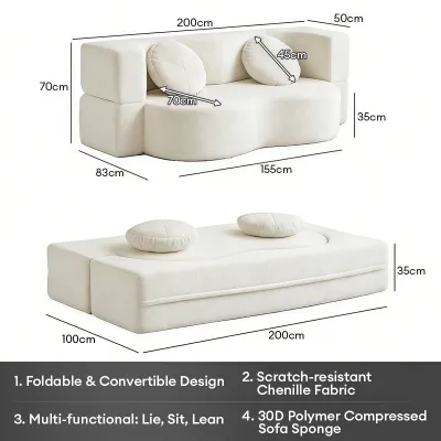 DreamHug Folding Double Sofa Bed Dual-purpose Living Room Foldable Compression Sofa Bed Two free pillows