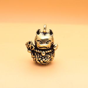 Tượng Đồng Thau Hình Mèo Thần Tài - Kích Thước: 2.7 x 2.2cm