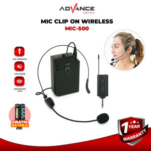 Advance MIC500 Mic Clip On Bando Wireless Microphone Headset Bluetooth BONUS Baterai AA 4 Pcs