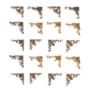 20Pieces Vintage Decorative Sticker Hollowed Embossed Corner Sticker for Scrapbooking Photo Album Journal Decoration