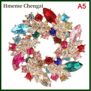 Hmeme Women Brooches Scarf Bling Bling Rhinestone Flower Brooch Pins