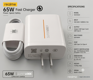 Nexus: 65W SSuper Boost 6.5A Cable for REALME 65W VOOC Fast Charger Original Super Adapter +