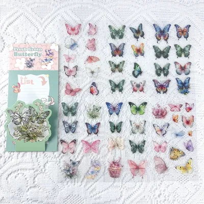 6sheet(more than 40ps) Vintage Butterfly PET Stickers Scrapbook DIY Crafts Journal butterfly sticker