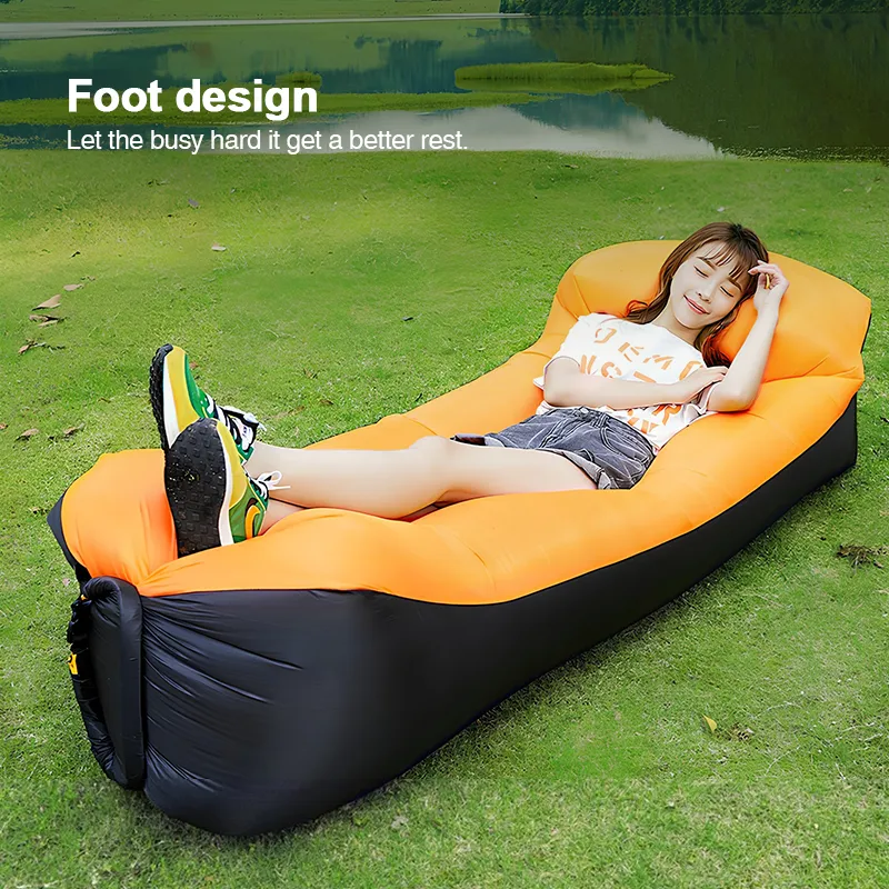 Inflatable Sofa Bed for Camping with Pillow Outdoor Banana Bed