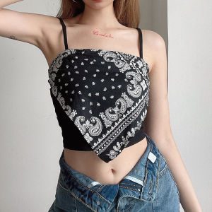 Core Cashew Flower Printed Suspender Top For Women Slim Fit And Versatile Short Inside T-shirt For Summer