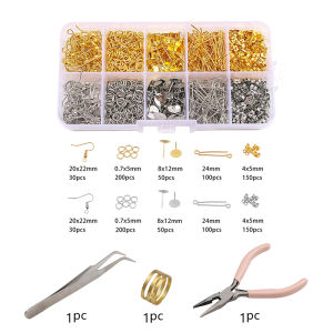1set/box 10Grids 1060pcs Earring Hook Stopper Jump Rings Eye Pins Findings For DIY Jewelry Making Accessories