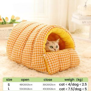SKISOPGO Warm Plush Pet Nest Detachable Washable Semi-enclosed Sleeping Bag Soft Dog Cat Bed Autumn Winter