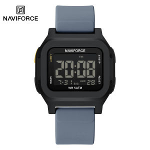 NAVIFORCE Original Mens Digital Watch Square Case Silicone Strap 50m Waterproof Calendar Date Chronograph Alarm Mens Outdoor Sports Leisure Multifunctional Watch NF7137