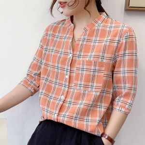 QDshop เสื้อคอจีนลายสก๊อต🌈สวยมากๆใส่แล้วเสริมราศรีในตัวคุณ🔥เพิ่มความน่ารักที่สุดใส่แล้วไม่ต้องการรางวัลปลอบใจ💥