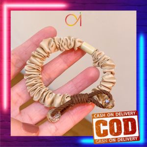 AI-C1132 Ikat Rambut Scrunchie Kecil Ponytail Aksen Permata / Karet Rambut Aksesoris Rambut Wanita