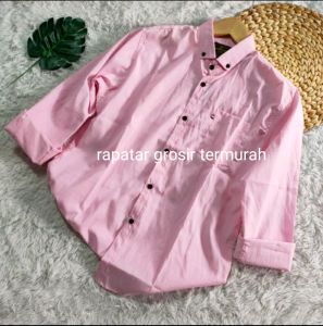 Baju Viral 2026 Kemeja Polos Lengan Panjang Pria Dewasa Warna Abu Muda