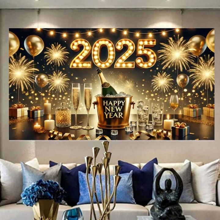 Biểu ngữ chúc mừng năm mới 2025 Dễ dàng cài đặt Phông nền chụp ảnh cực ...