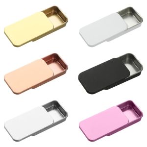 WTERHY Rectangular Multi Size Candy Case Solid Perfume Empty Tins Jewelry Home Organizer Mini Eyebrow Soap Box Tinplate Push Case Mini Iron Box