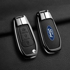 Zinc Alloy Key Case Keychain For Ford Figo 2017 Mondeo 5 Fiesta Mk8 Everest Ranger Fusion Kuga Escort Key Holder Key Fob Cover Protector Shell