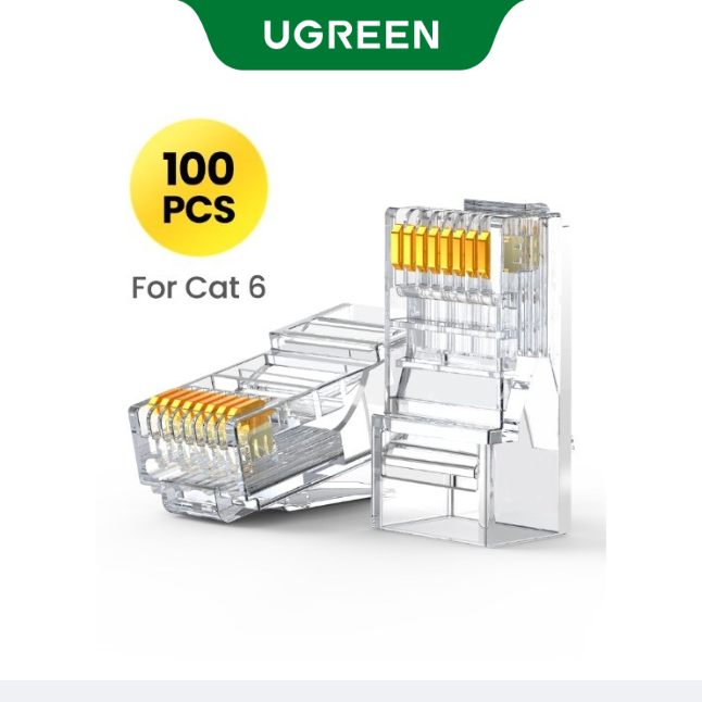 UGREEN 50/100pcs Cat 6 RJ45 Modular Plug for Network CAT6 LAN Professional CAT6 Network Cable Connector