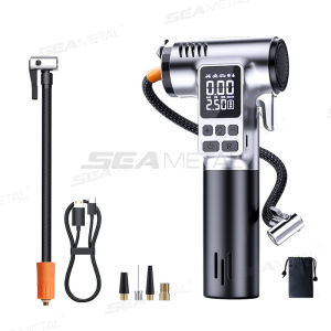 SEAMETAL Car Emergency Escape Air Pump Window Breaker Digital Display Portable Wireless Inflator Car Tool With Light