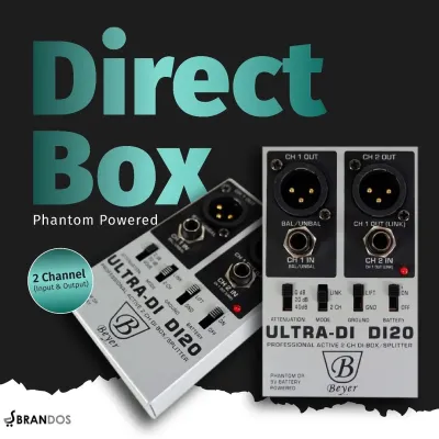 Direct Box 2 Channel Phantom Power Professional Active Battery DI-BOX Splitter ULTRA-DI Beyer DI20