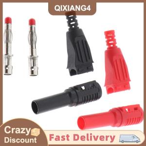 【QIXIANG4】 2PCS RED + Black 4mm MALE Right Angle ฉนวนกันความร้อน Banana plug มัลติมิเตอร์ทดสอบ