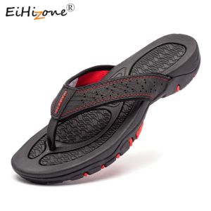 EsHi 2023 Summer Mens Leather Slippers Outdoor Flip Flops Men Slipper Casual Chanclas Hombre Flip Flop News Flat Shoes Flipflops