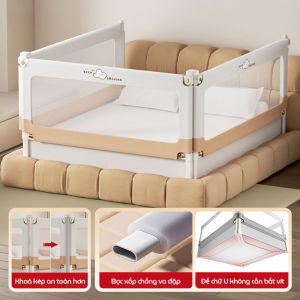 Thanh chắn giường cho bé KidAndMom BR02 BR23 BR25 cao cấp độ cao 75-105cm thiết kế chống kẹt chống vấp ngã hạ được 1 góc trượt lên xuống