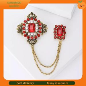❣️❣️❣️ Vintage Elegant Square Crystal Metal Tassel Brooches Badges For Women Men Fashion Suit Coat Pin Jewelry Accessories Gift