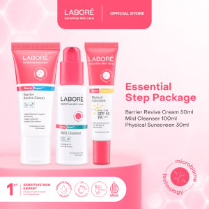 LABORE Essential Step Package Indonesia / Paket Wajah Isi 3 Pcs / GentleBiome Mild Cleanser 100ml / BiomeRepair Barrier Revive Cream 50ml / BiomeProtect Physical Sunscreen 30ml / Sabun Pelembab Moisturizer / Sunblock / Kulit Sensitif / Skincare / Set