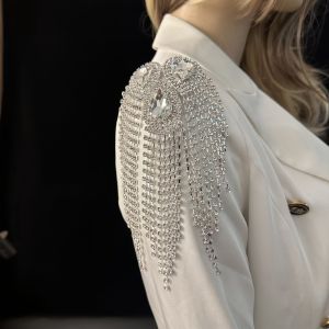 Sparkly AB Crystal Shoulder Epaulets Rhinestone Fringe Shoulder Ornament Glamorous Lightweight Clothing Accessory Women