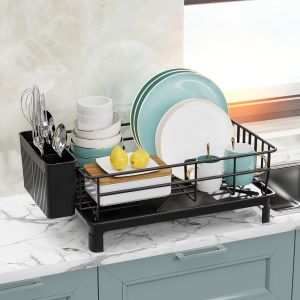 Rustproof Dish Drying Rack Kitchen Countertop Dish Rack Dish Drainer Organizer with Utensil Holder＆ Drain Board for Kitchen Sink2026