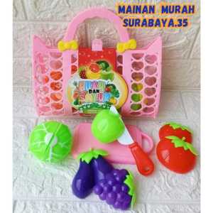 Mainan Masak-Masakan Anak Fruit And Vegetable  Potong MS 03 Set Tas Belanja | Mainan Edukasi Anak Buah Dan Sayur Potong Lengkap Kemasan Tas Murah | Mainan Anak Perempuan Terbaru Keranjang Belanja BuahBahan Berkualitas